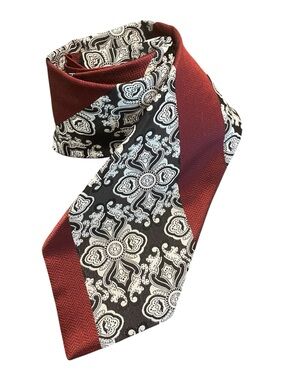 Men's Red and Black Floral Medallion Silk Tie
